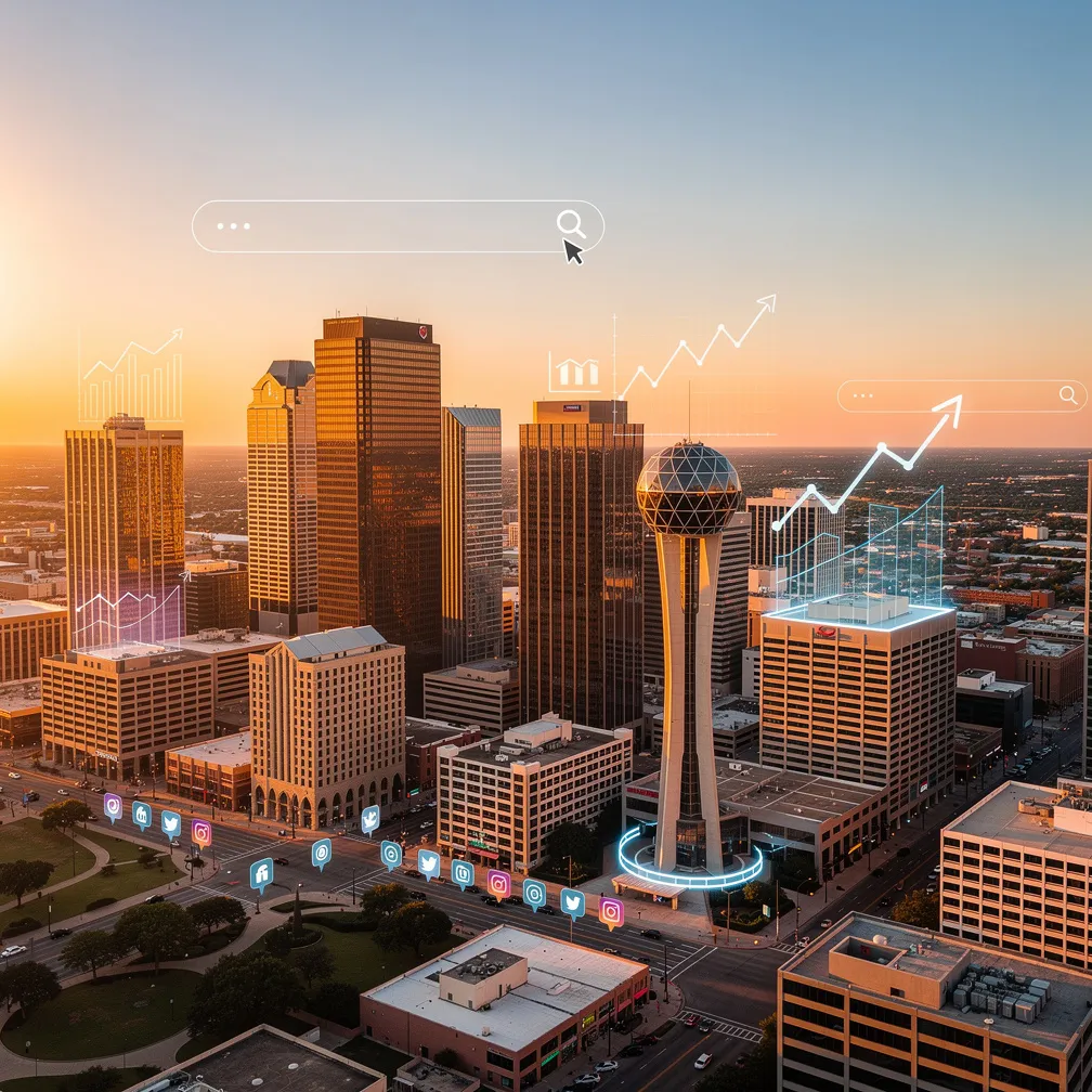 Digital marketing strategies for Dallas businesses with the Dallas skyline